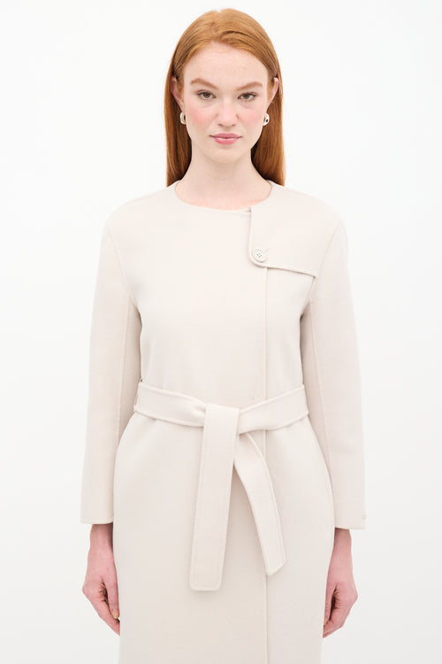 Max Mara Beige Wool Belted Coat