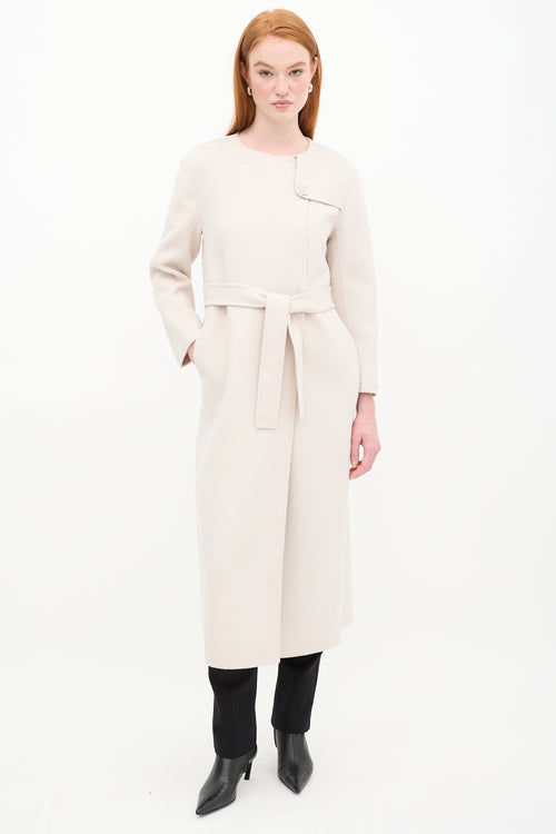 Max Mara Beige Wool Belted Coat