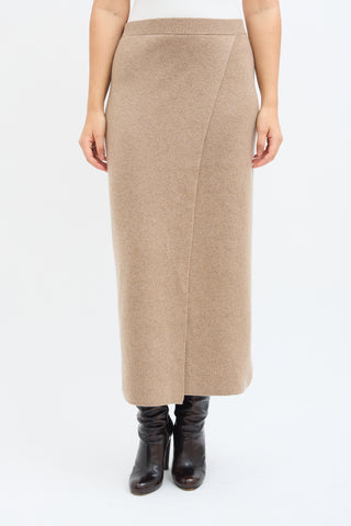 Max Mara Beige Wool & Cashmere Midi Skirt