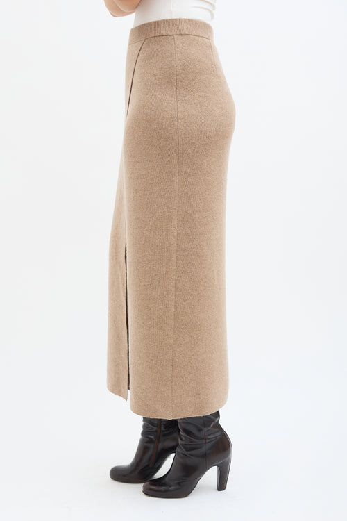 Max Mara Beige Wool & Cashmere Midi Skirt