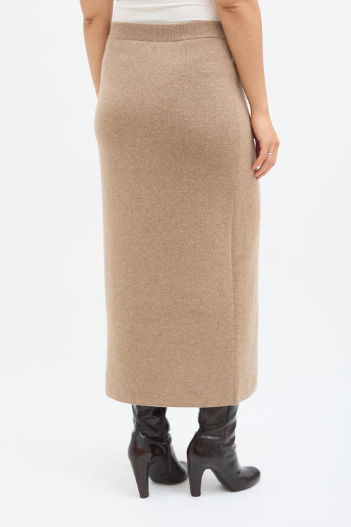 Max Mara Beige Wool & Cashmere Midi Skirt