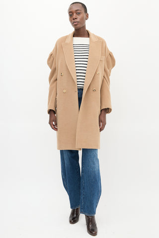 Max Mara Beige Wool Puff Sleeve Coat