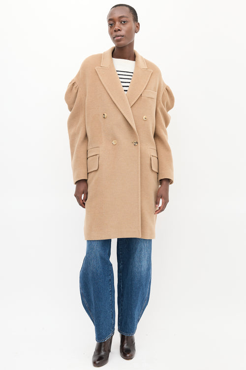 Max Mara Beige Wool Puff Sleeve Coat