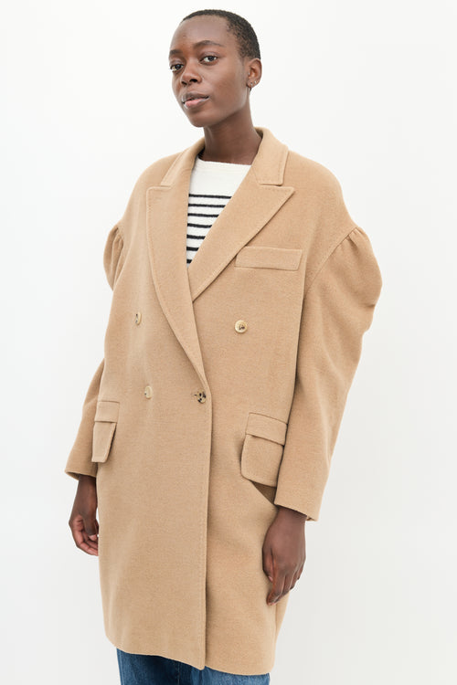 Max Mara Beige Wool Puff Sleeve Coat