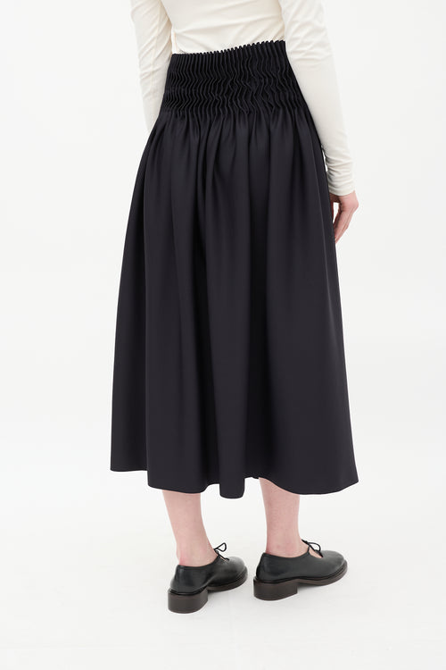 Max Mara Black Accordion Pleated Midi Skirt