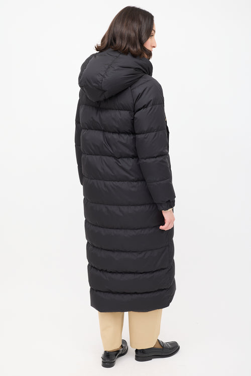 Max Mara Brown & Black Reversible Hooded Long Padded Coat