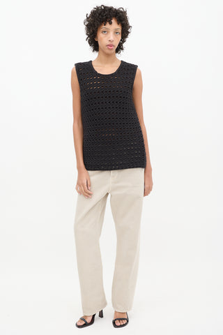 Max Mara Black Crochet Knit Vest