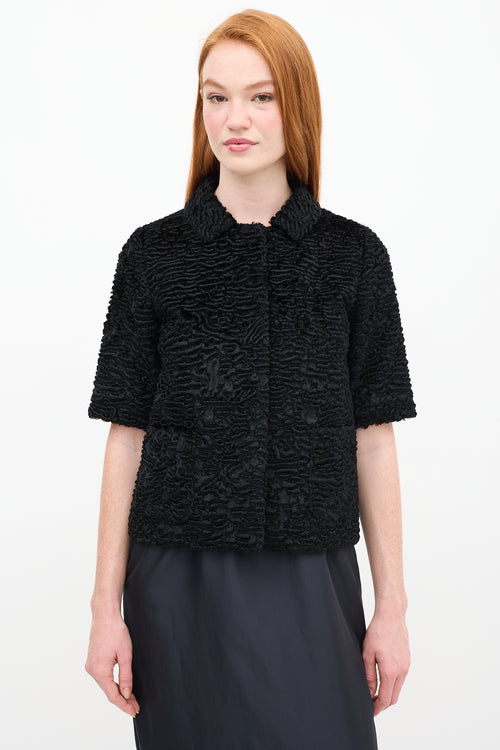 Max Mara Black Faux Fur Jacket