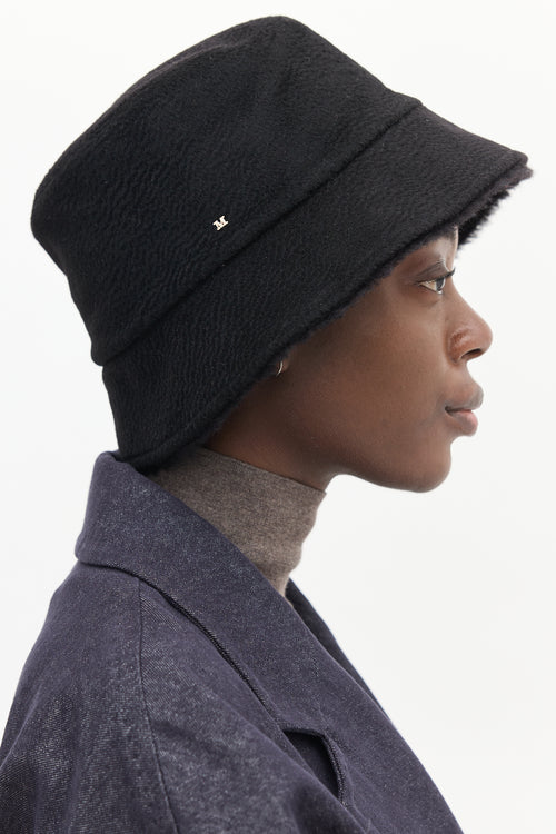 Max Mara Black Reversible Teddy Cloche Hat