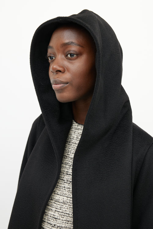Max Mara Black Hooded Cashmere Coat