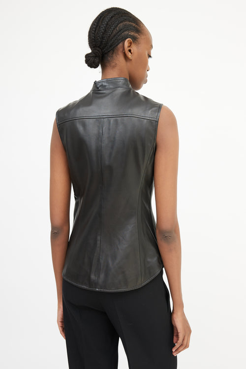 Max Mara Black Leather Panelled Vest
