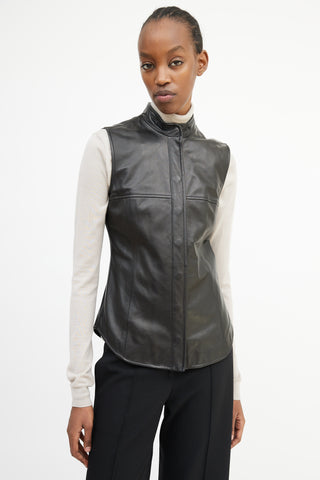 Max Mara Black Leather Panelled Vest
