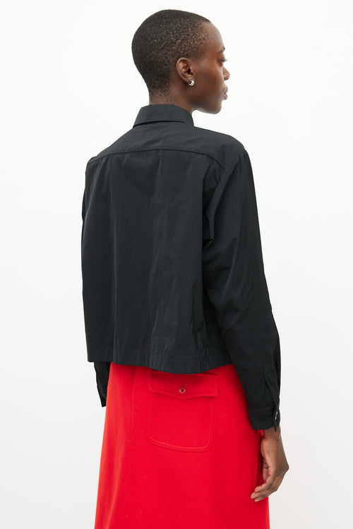 Max Mara Black Nylon Cropped Shirt Jacket