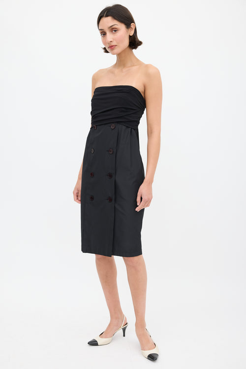 Max Mara Black Nylon Strapless Dress