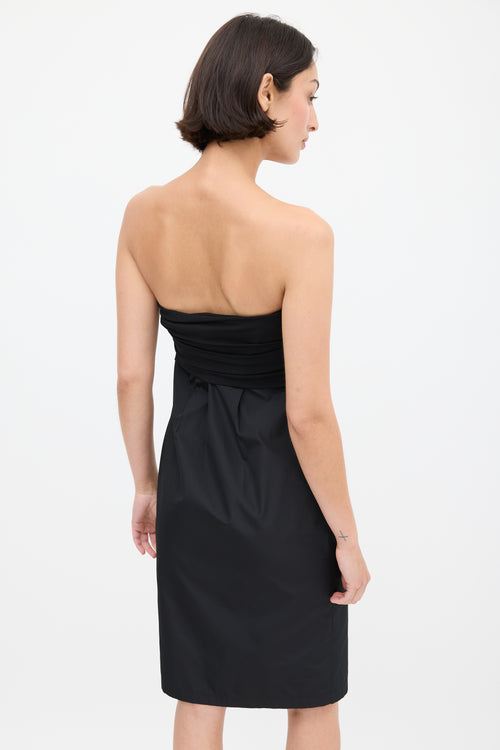 Max Mara Black Nylon Strapless Dress