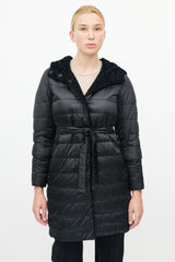 Max Mara Black Quilted Reversible Down Coat