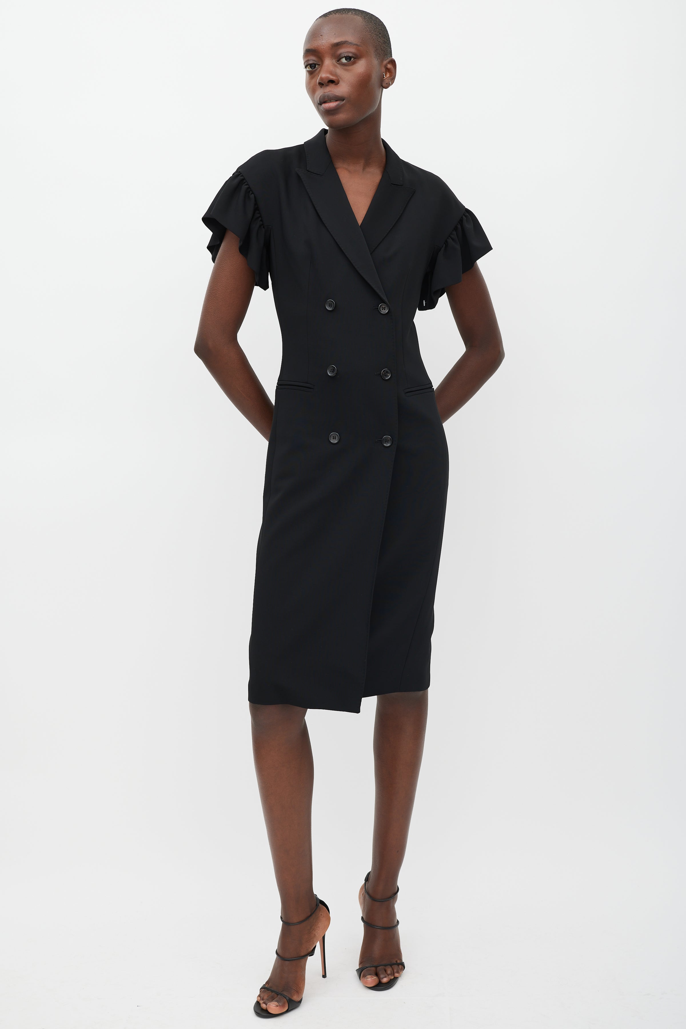 Max Mara // Black Ruffled Sleeve Dress – VSP Consignment Max Mara // Black Ruffled Sleeve Dress – VSP Consignment
