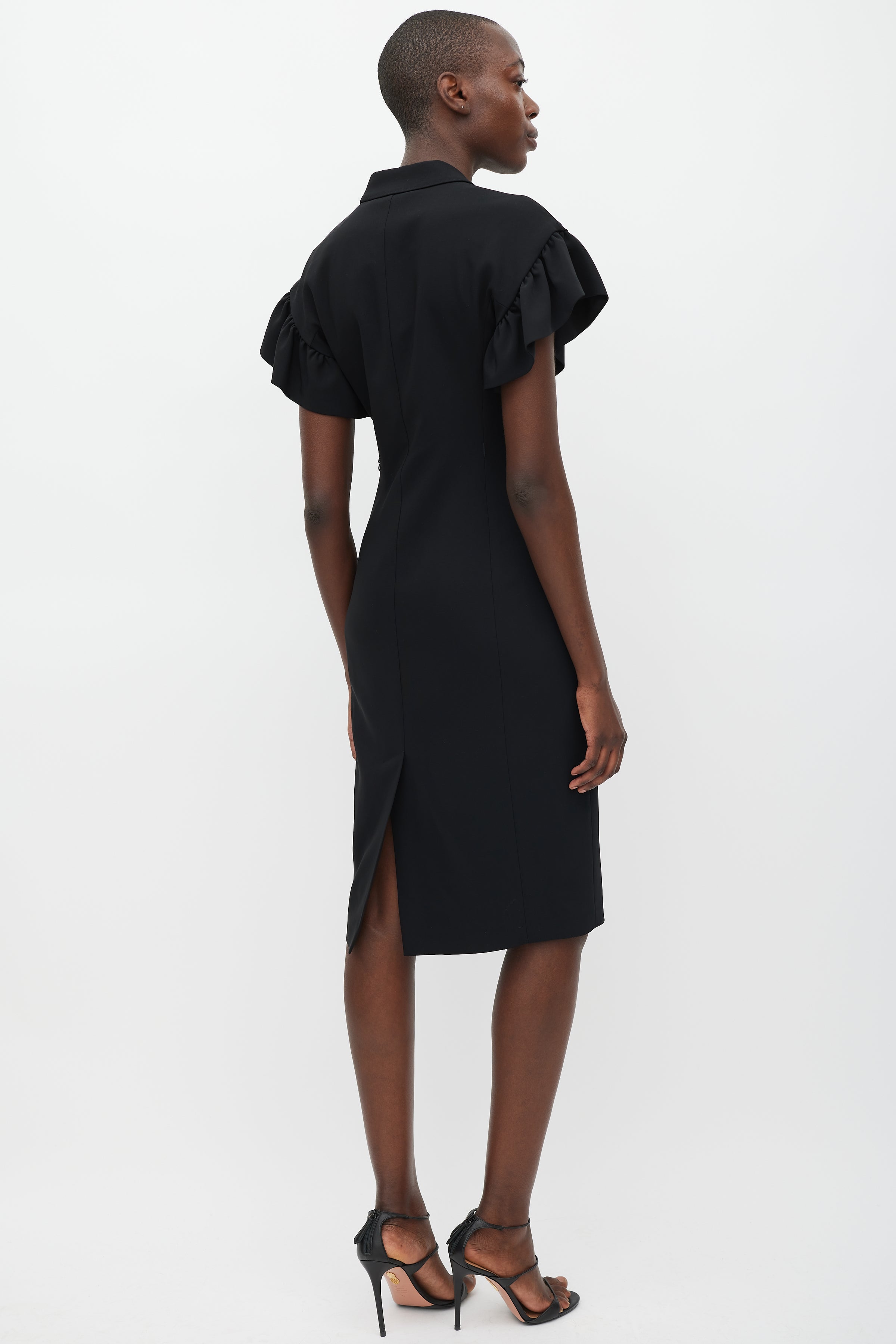 Max Mara // Black Ruffled Sleeve Dress VSP Consignment Max Mara // Black Ruffled Sleeve Dress VSP Consignment