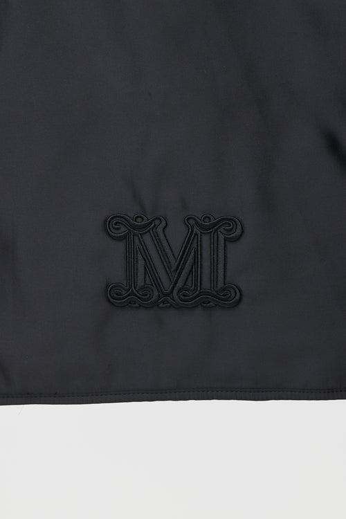 Max Mara Black Satin Logo Tote