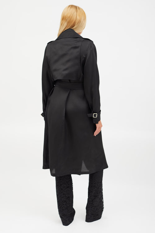 Max Mara Black Sheer Utiility Vest Trench Coat