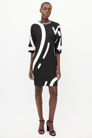 Max Mara Black & White Print Dress
