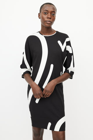 Max Mara Black & White Print Dress