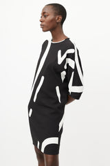 Max Mara Black & White Print Dress