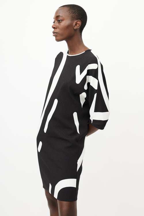 Max Mara Black & White Print Dress