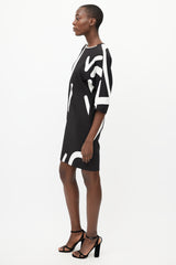 Max Mara Black & White Print Dress