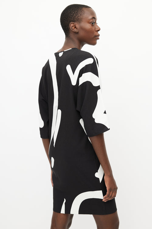 Max Mara Black & White Print Dress