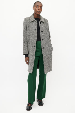 Max Mara Black & White Tweed Coat