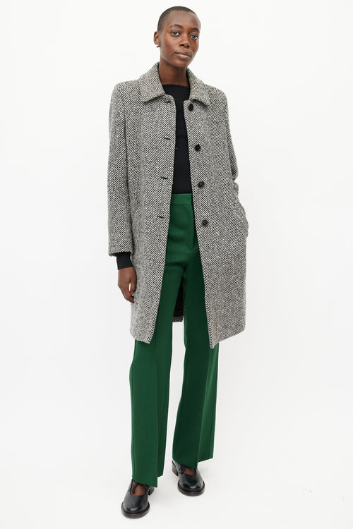 Max Mara Black & White Tweed Coat