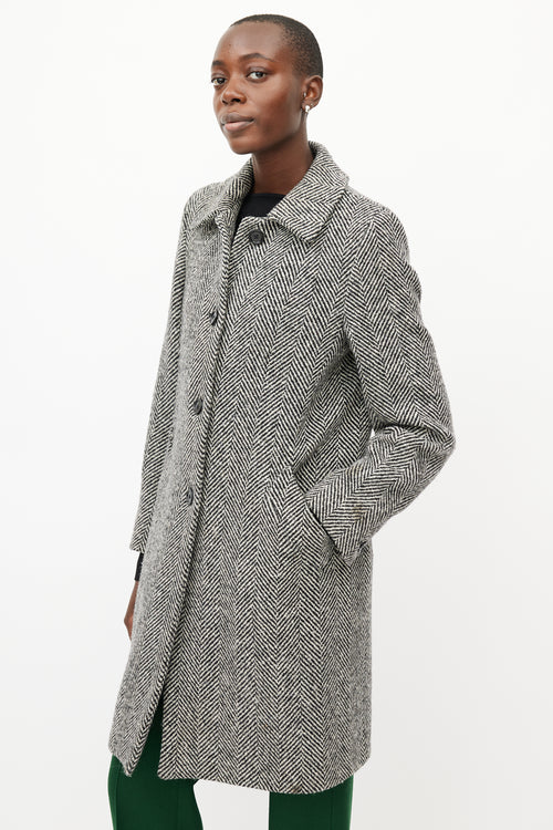 Max Mara Black & White Tweed Coat