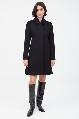 Max Mara Black Wool & Cashmere A-Line Coat