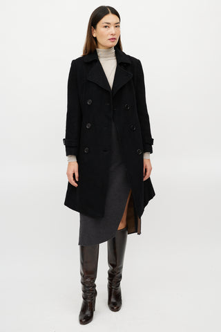 Max Mara Black Wool Double Breasted Coat