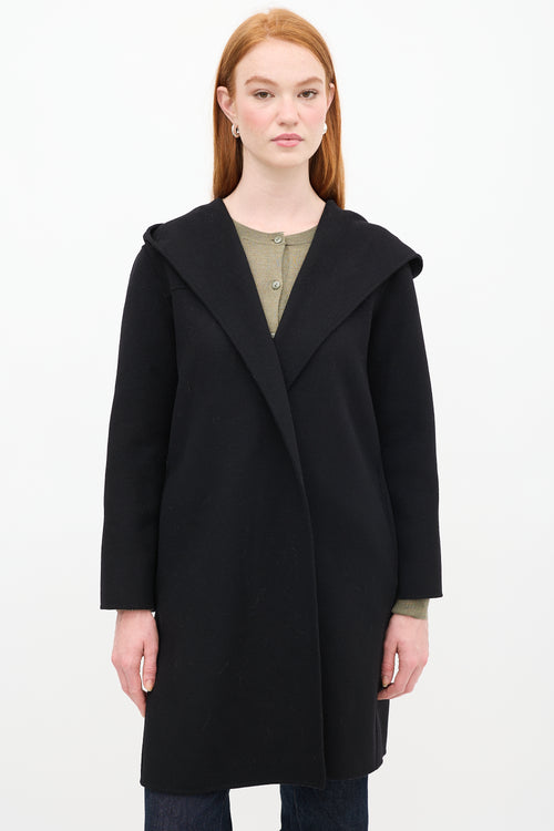 Max Mara Black Wool Open Front Coat