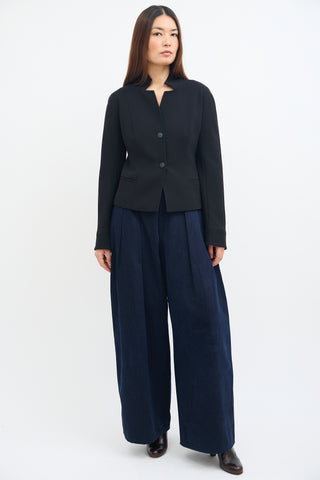 Max Mara Black Wool Stand Collar Blazer