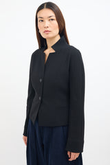 Max Mara Black Wool Stand Collar Blazer