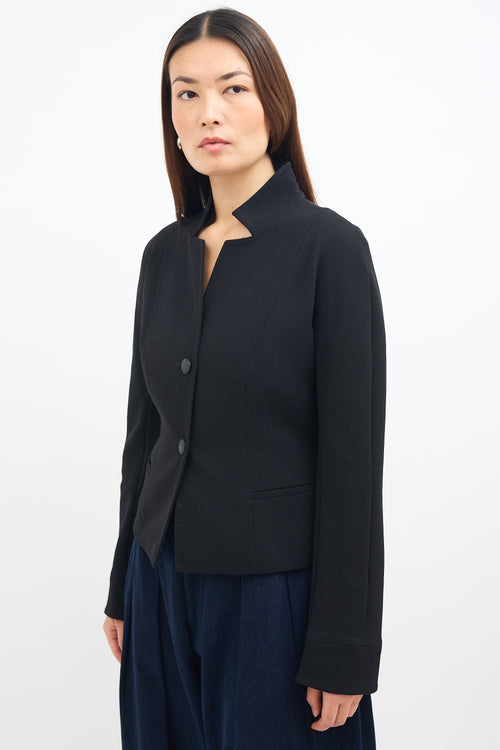 Max Mara Black Wool Stand Collar Blazer