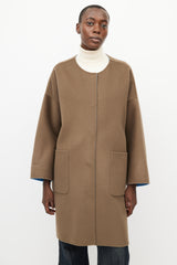 Max Mara Blue & Brown Reversible Wool Coat
