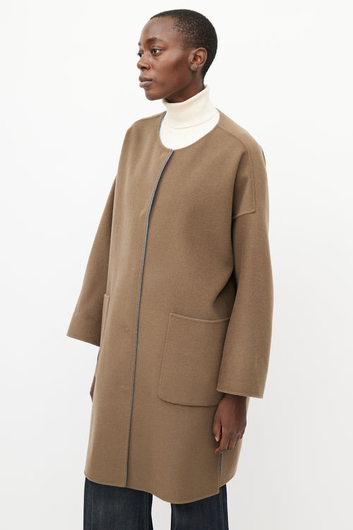 Max Mara Blue & Brown Reversible Wool Coat