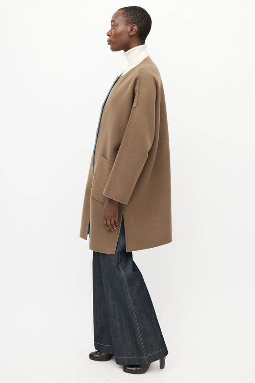 Max Mara Blue & Brown Reversible Wool Coat