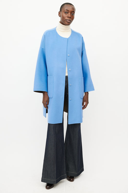 Max Mara Blue & Brown Reversible Wool Coat