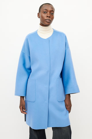 Max Mara Blue & Brown Reversible Wool Coat