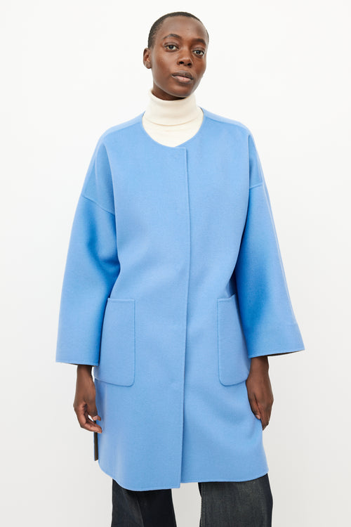 Max Mara Blue & Brown Reversible Wool Coat