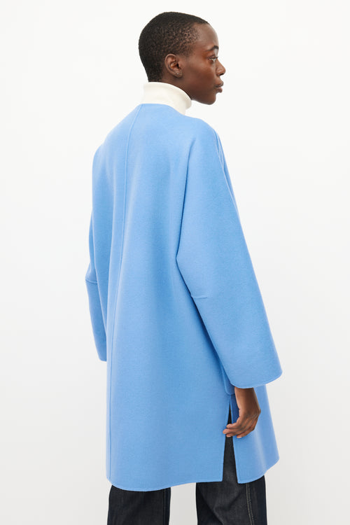 Max Mara Blue & Brown Reversible Wool Coat