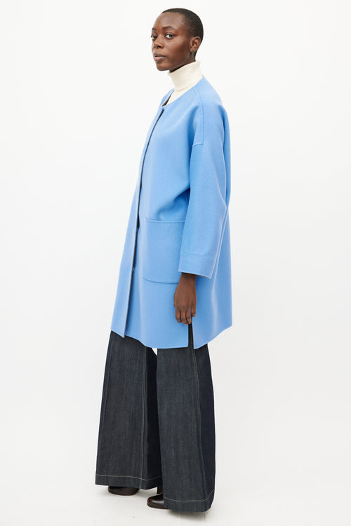 Max Mara Blue & Brown Reversible Wool Coat