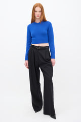 Max Mara Blue Knit Cropped Sweater