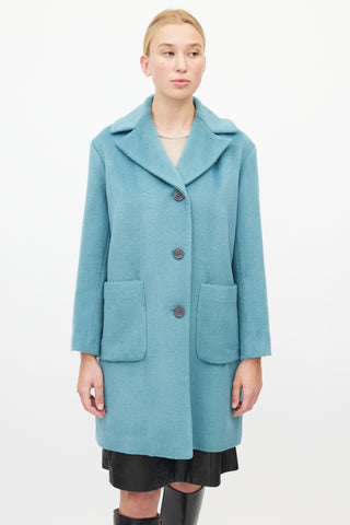 Max Mara Blue Textured Wool Coat