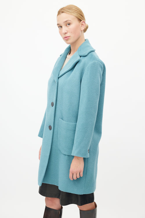 Max Mara Blue Textured Wool Coat